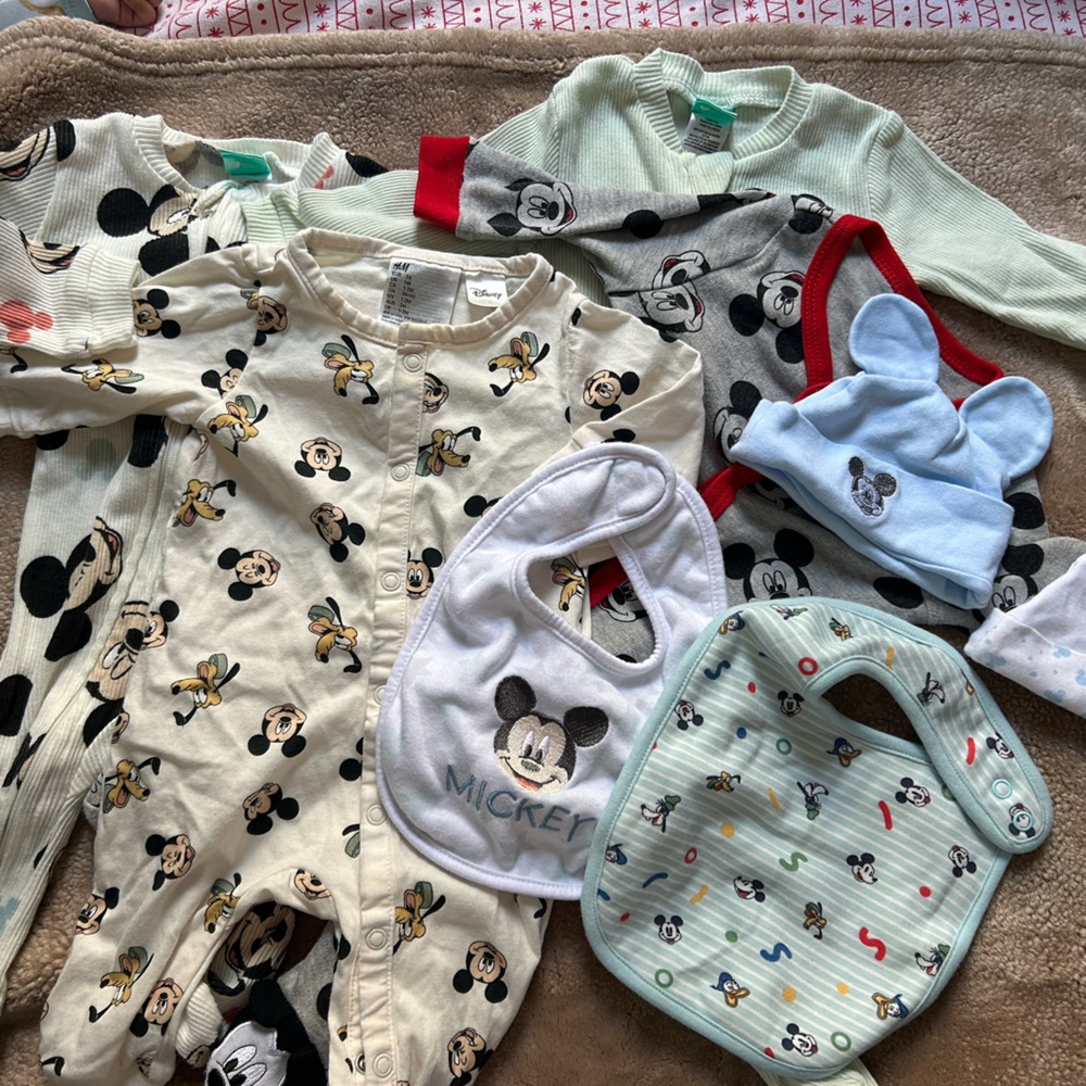 Disney Mickey Mouse Baby Outfit Set - Cream, Blue, Red